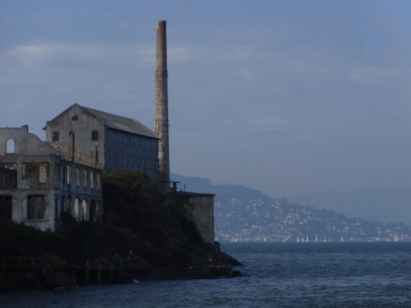Alcatraz with Angel Island in the background.