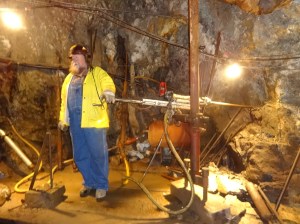 Mike is our guide for a silver mine tour. He says, Hundreds of gallons of water flow out of here every minute and I ask if it's clean. Are you from the EPA he asks? If you are there'll be one less person going back up, and I say, That's the last place I'd want to work. I thnk he believes me because I make it back up.