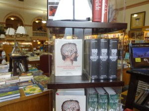In a Boulder bookstore. on the left anatomy, a reminder of my brief but happy medical training, and on the right: movies!